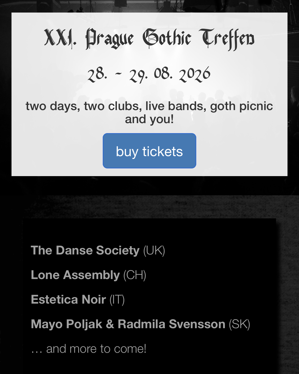 PGT 2026 Prague Gothic Treffen 2026